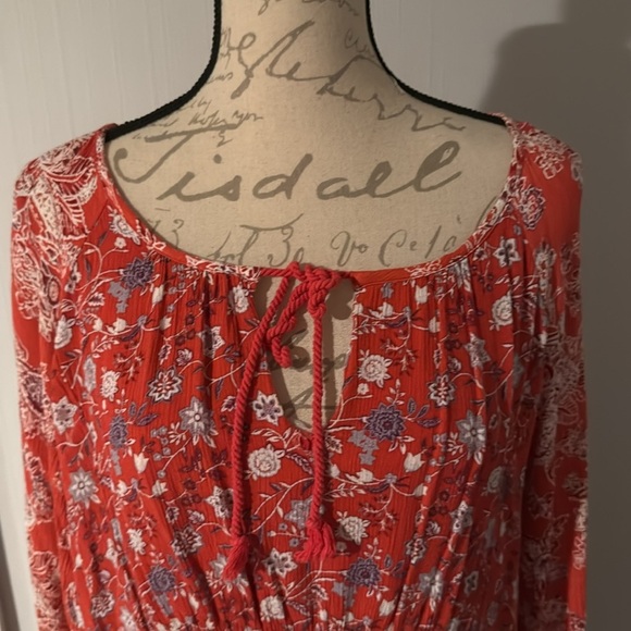 Free People Lucky Loosey Dress-Blood Orange Combo - Picture 7 of 11